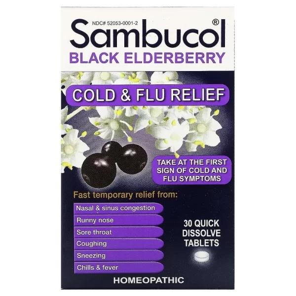 Натуральная добавка с бузиной Sambucol Black Elderberry Cold/Flu Releif 30 таблеток (000019667)
