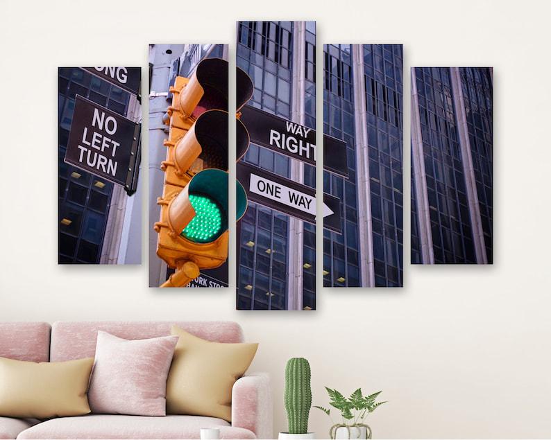 Модульная картина на холсте из пяти частей KIL Art Светофор на улице Нью-Йорка 137x85 см (M51_L_239)