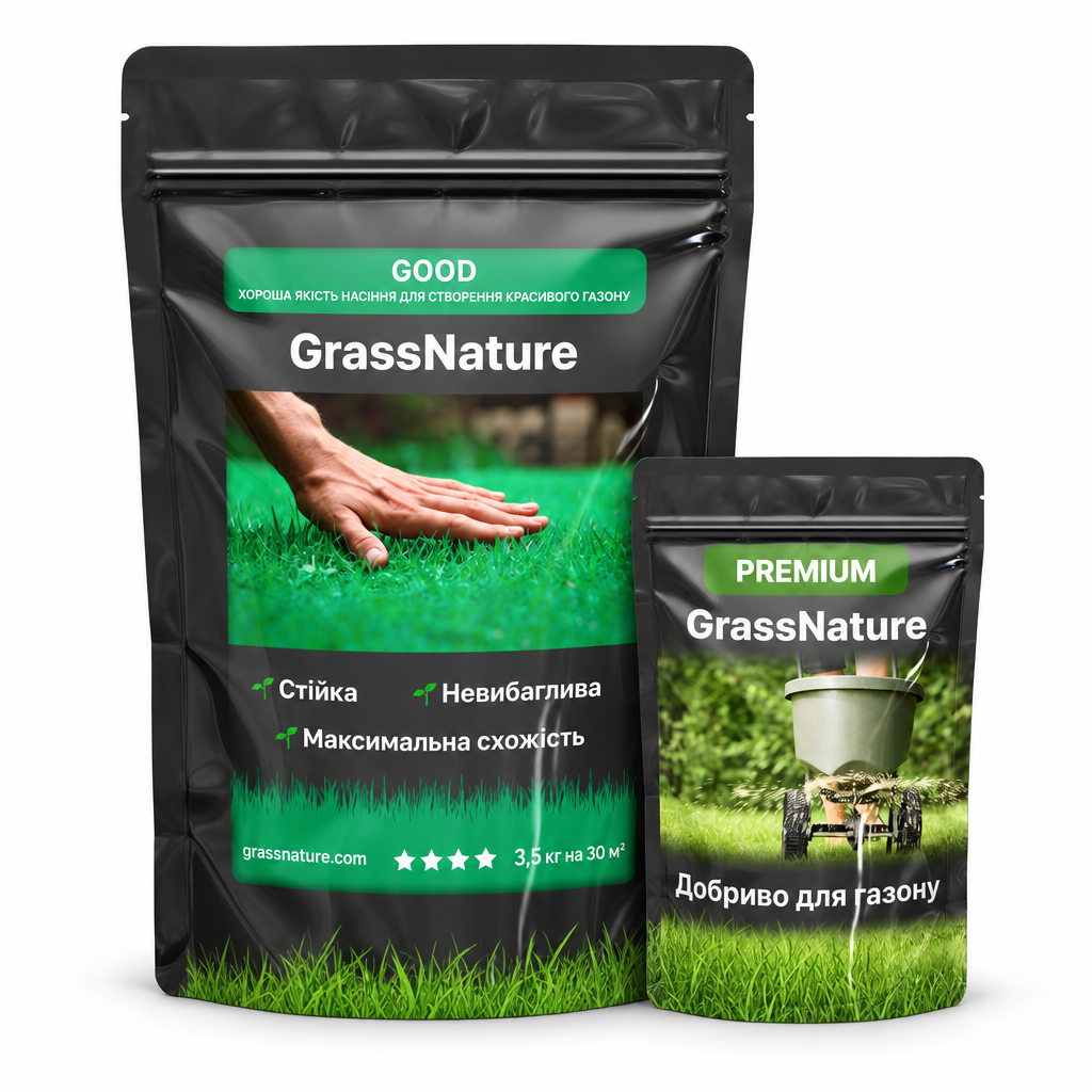 Комплект для газона GrassNature травосмесь газонная GOOD и удобрение Premium 3,5 кг/100 м2 (38470601)