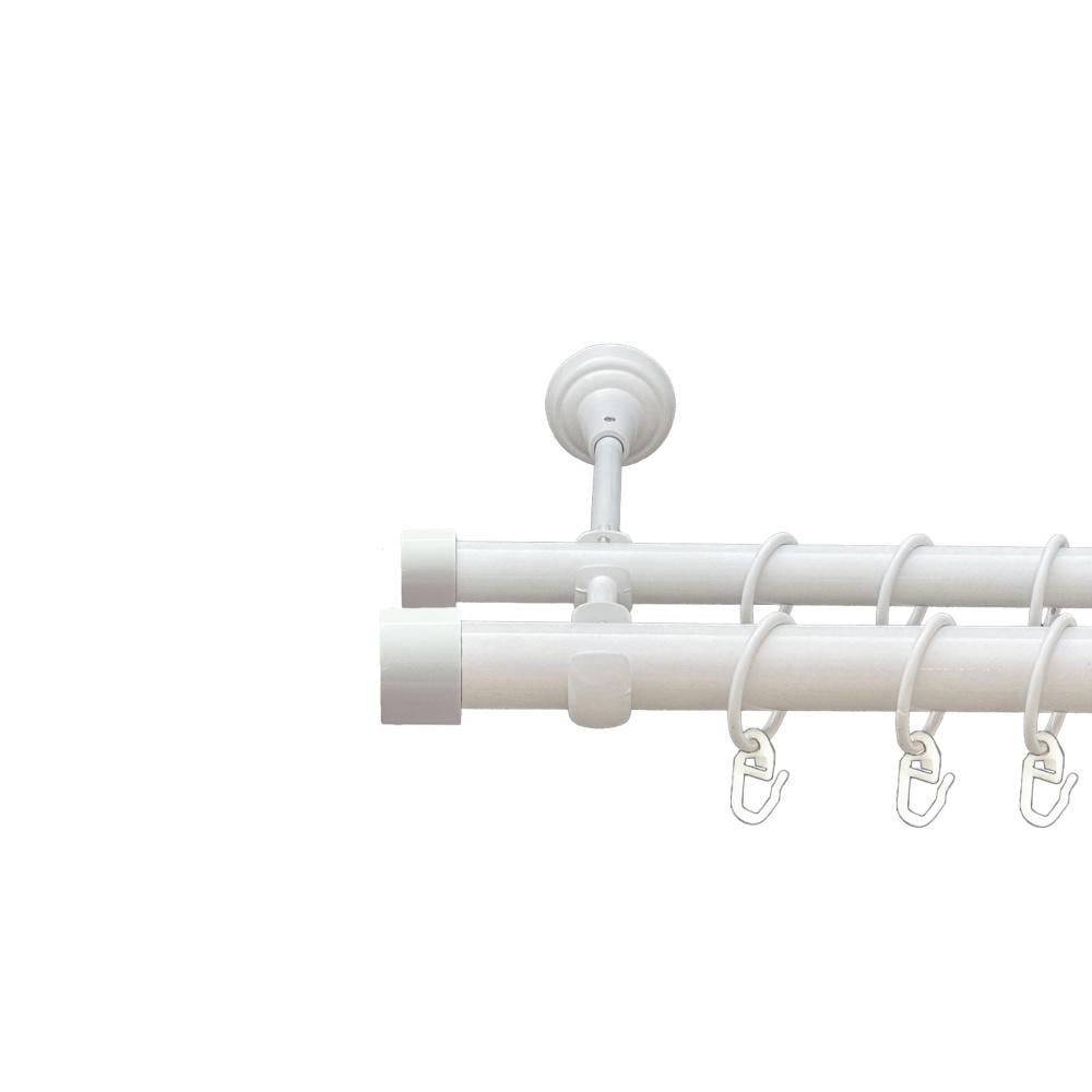 Карниз для штор Orvit Руло металлический двухрядный/гладкая труба/кольцо металлическое 25/19 мм 160 см Белый (3789201)