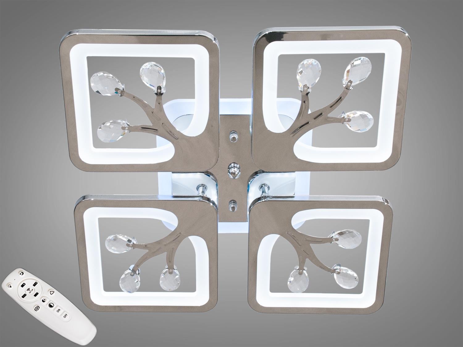 Люстра потолочная LED 85W/пульт/димер Хром (S8157/4HR LED 3color dimmer)