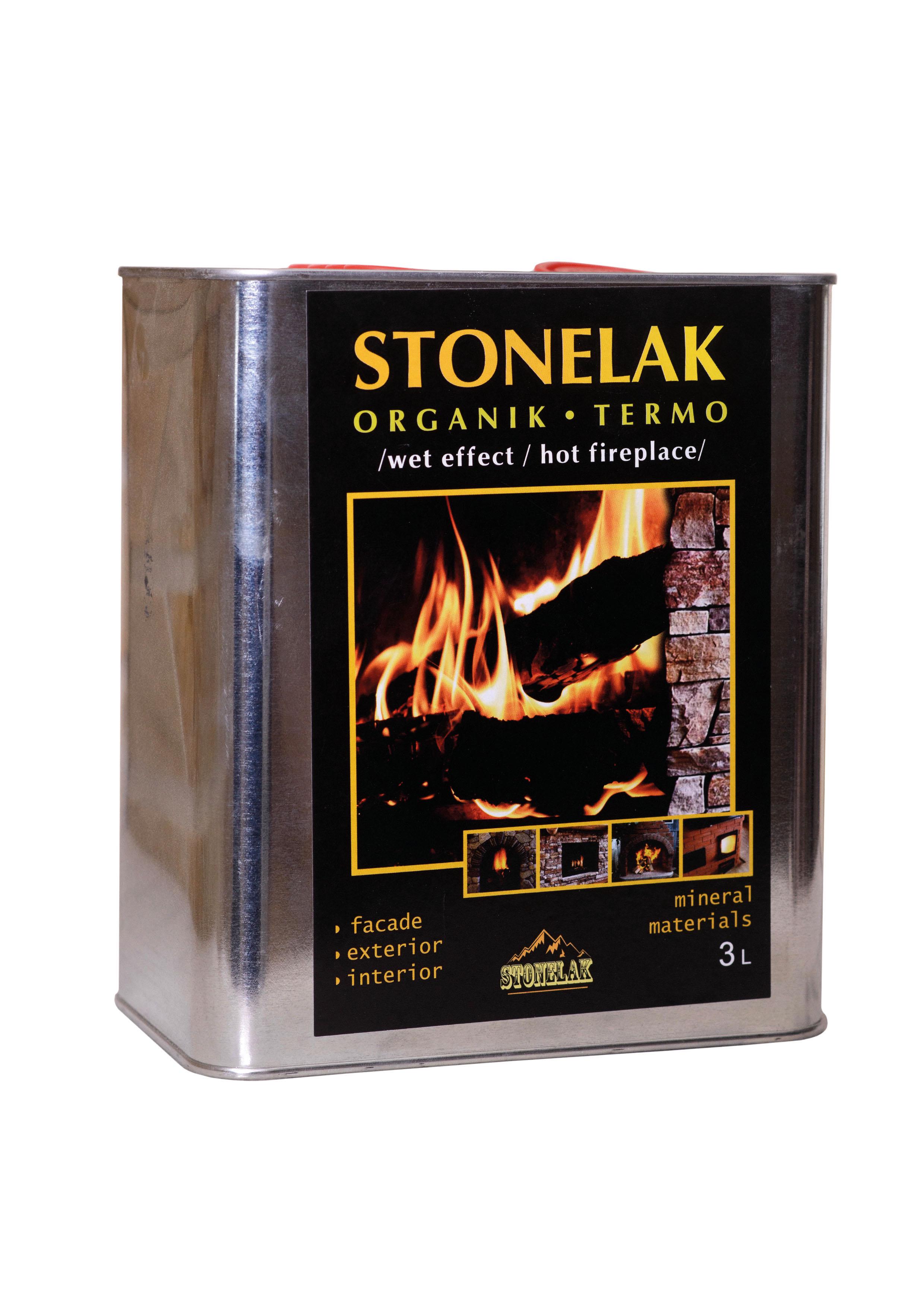 Лак термостойкий STONELAK ORGANIK TERMO/wet effect/ hot fireplace защитный для натуральных и искусственных материалов с мокрым эффектом 3 л