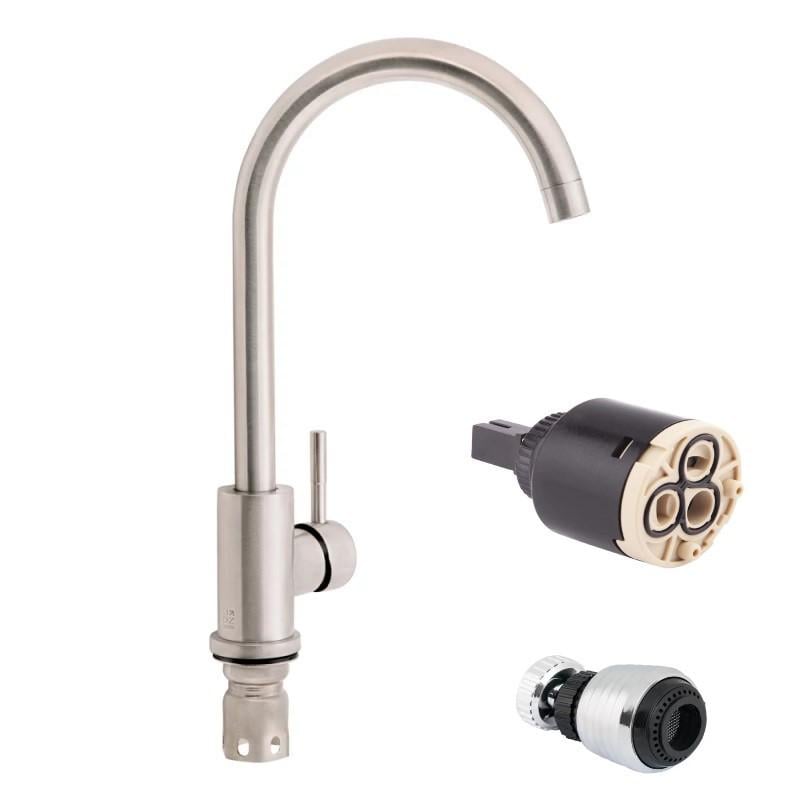 Кран для кухні Lidz Aria 015F-8 з нержавіючої сталі/аератор/картридж