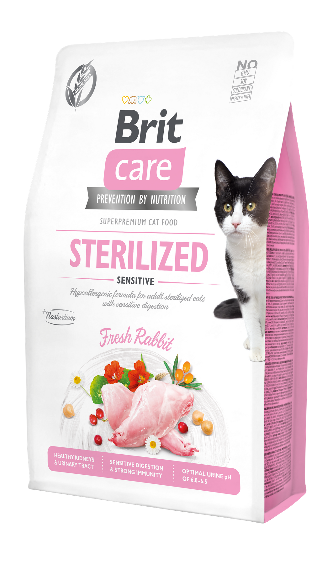 Полнорационный сухой беззерновой корм Brit Care Cat Grain Sterilized Sensitive 7 кг
