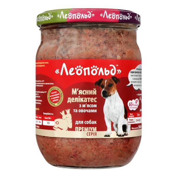 Корм для собак Леопольд Мясные деликатесы с мясом и овощами стеклянная банка 500 г 6 шт. (000019397)