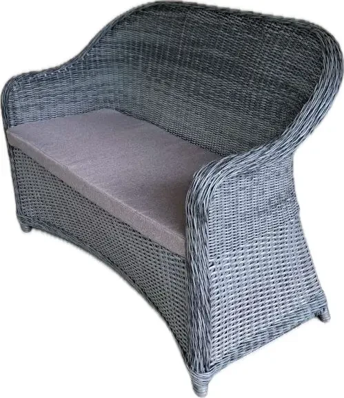 Диван садовий двомісний Офелія з штучного ротангу на металевому каркасі Сірий (CNT00009040)