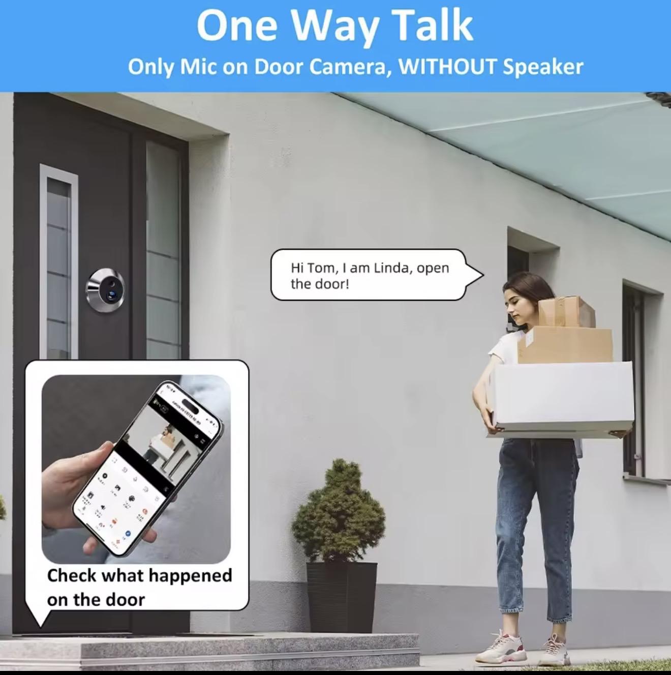 Відеоглазок-відеодзвінок Wi-Fi Tuya RH-PD10 з функцією відеодомофона (Key-000130) - фото 4 Відеоглазок-відеодзвінок Wi-Fi Tuya RH-PD10 з функцією відеодомофона (Key-000130) - фото 4