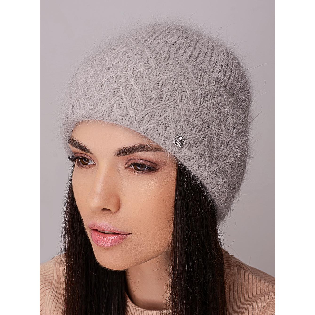 Шапка ангорова жіноча з флісовою підкладкою і візерунком на відвороті Leks Марі Середньо сірий - фото 1 Шапка ангорова жіноча з флісовою підкладкою і візерунком на відвороті Leks Марі Середньо сірий - фото 1