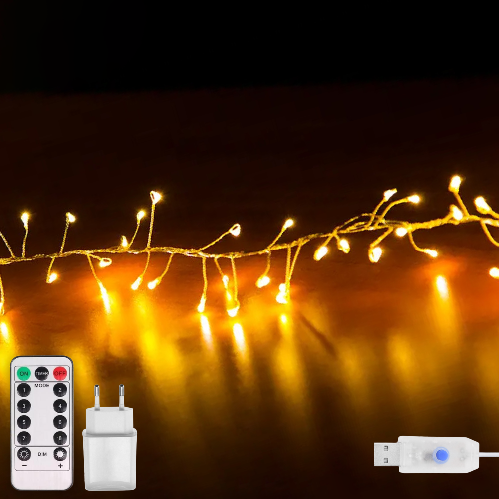 Гірлянда-нитка Роса USB мішура з пультом 150LED 3 м Теплий білий (1000-RV340G) - фото 3