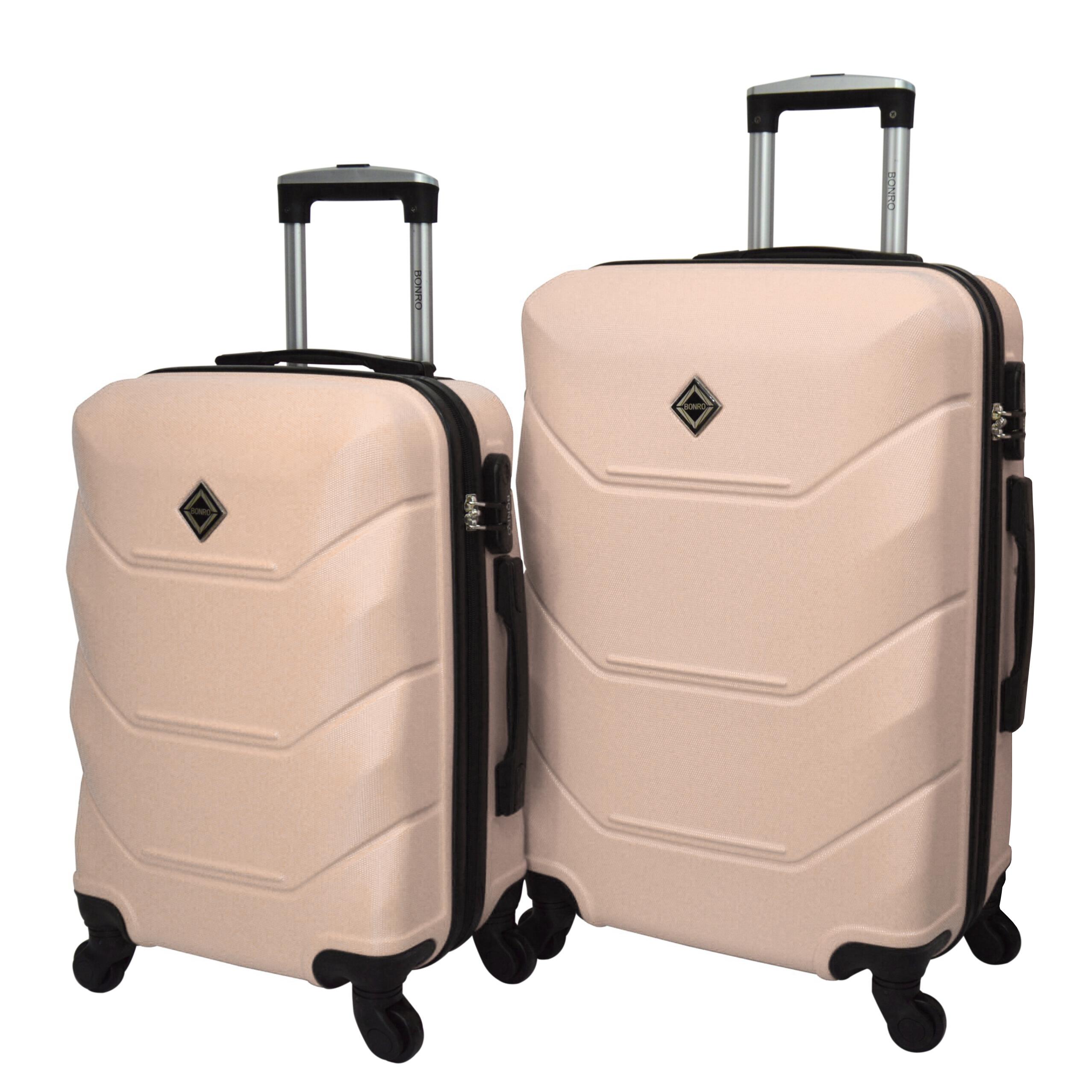 Комплект чемоданов пластиковых Bonro 2019 2 шт. средняя большая Бежевый (42401078)