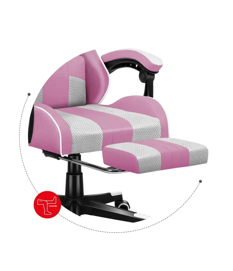 Крісло геймерське Huzaro Force 4.7 Pink тканина з підставкою для ніг до 140 кг Рожевий - фото 7