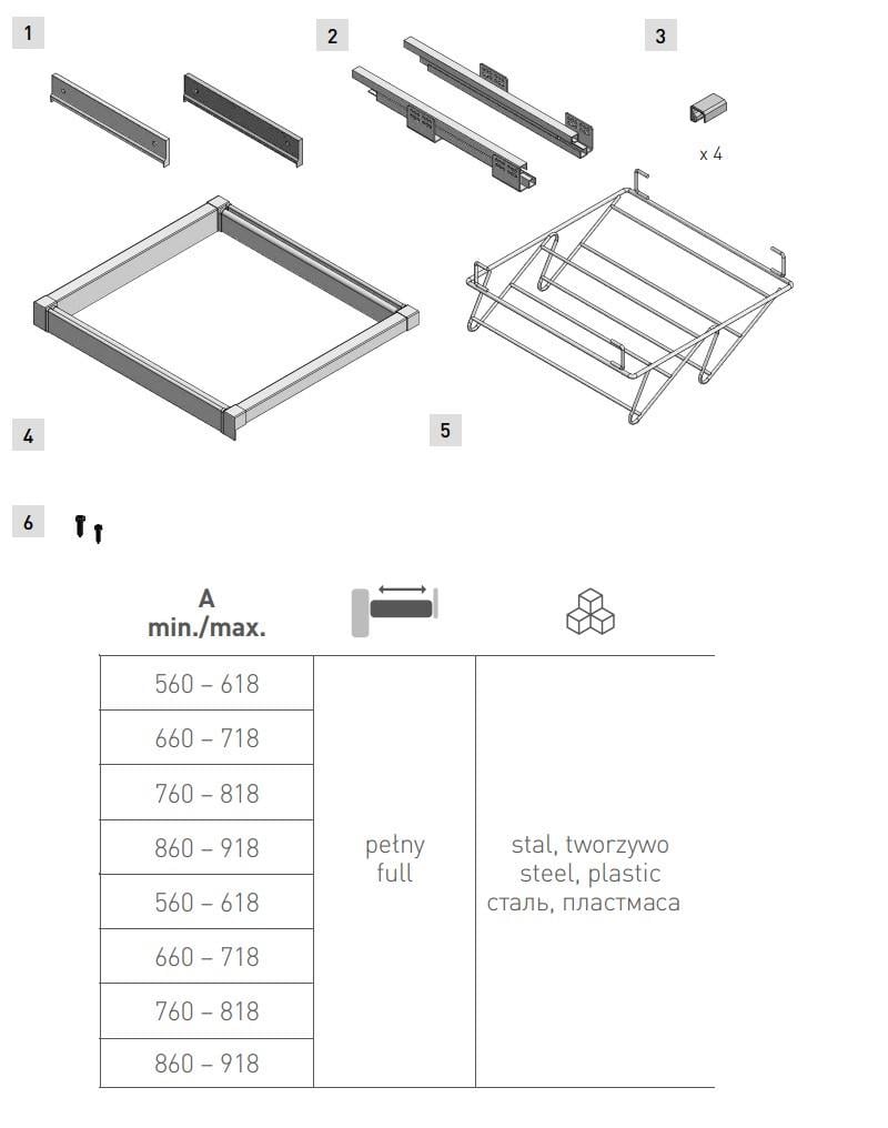 Полиця для взуття GTV Elite з дотягом 700 мм Чорний (WG-POBUW70-20) - фото 9 Полиця для взуття GTV Elite з дотягом 700 мм Чорний (WG-POBUW70-20) - фото 9