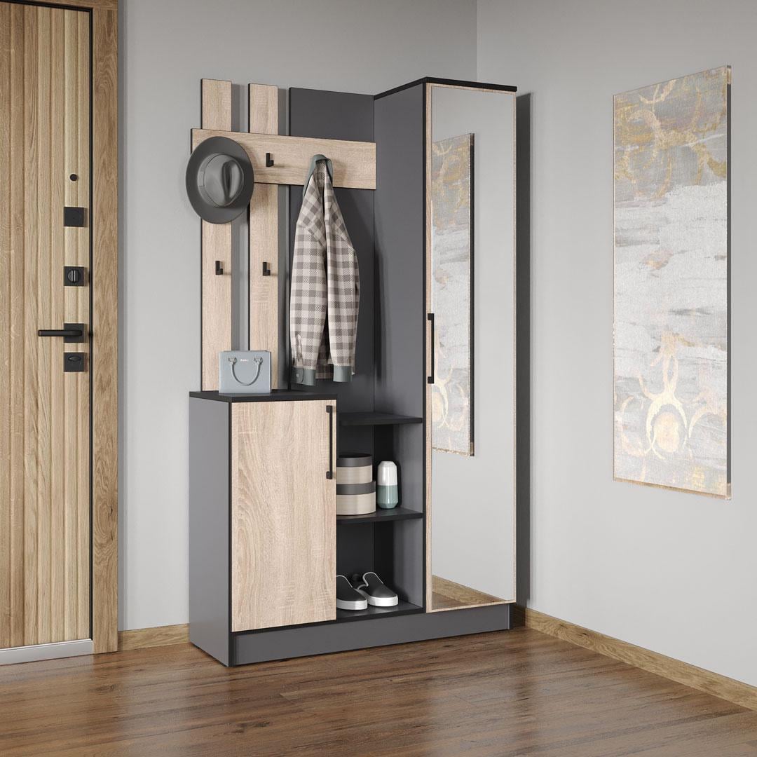 Передпокій Moreli Корнелія FKO-0004 1002x1800x372 мм Антрацит/Дуб сонома