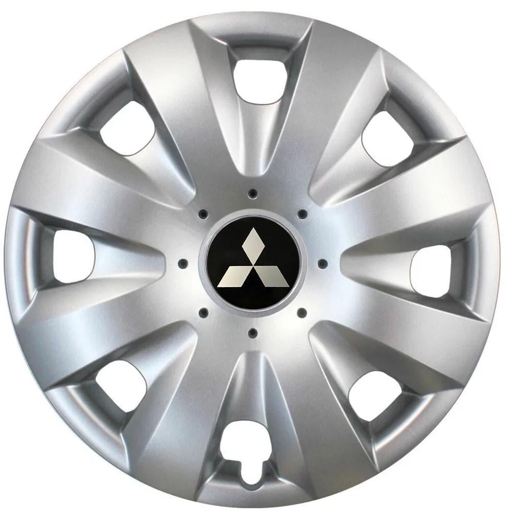 Колпаки автомобильные модельные  SJS 321 с логотипом Mitsubishi R15 4 шт. Серебрянный