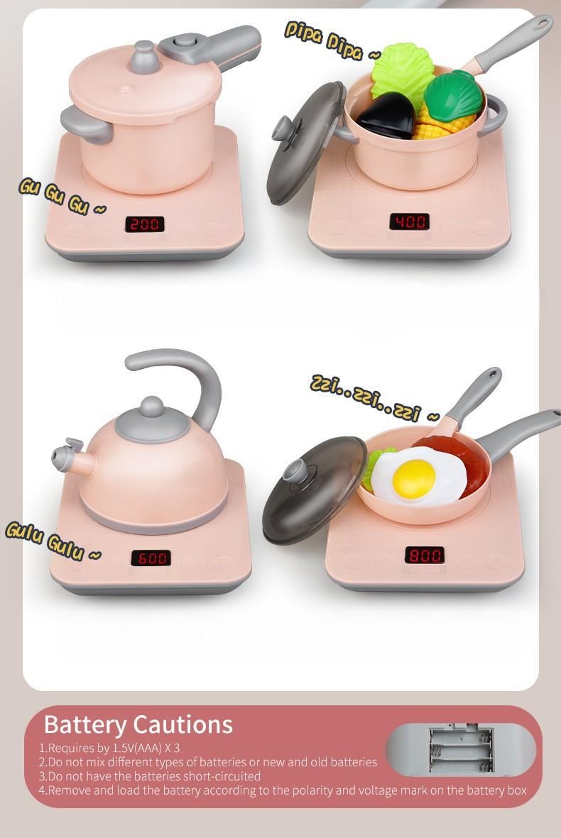 Ігровий набір Dream Kitchen дитяча інтерактивна кухня і посуд 55 предметів Рожевий - фото 3