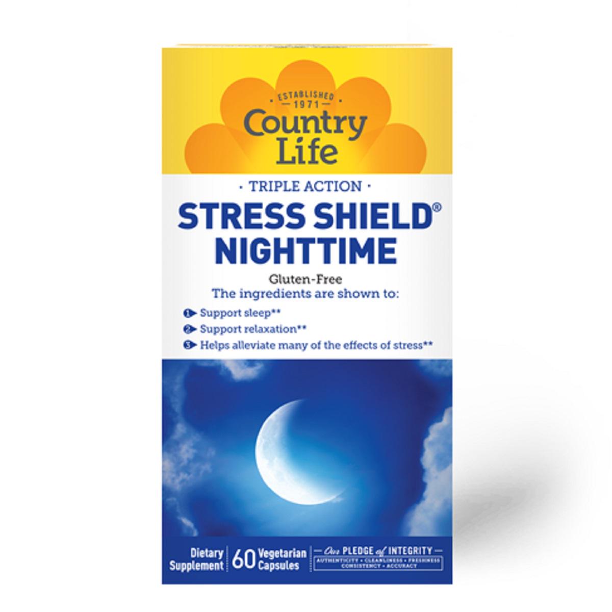 Комплекс Country Life stress shield для здорового сну 60 вегетаріанських капсул