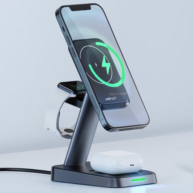 Зарядний пристрій бездротовий Acefast E3 desktop wireless charging stand Black (AFE3) - фото 6