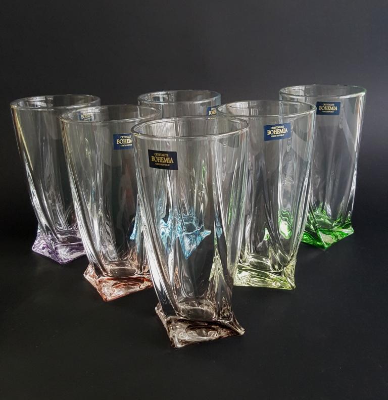 Стаканы для сока Bohemia Crystal Quadro 350 мл Gold (8488)