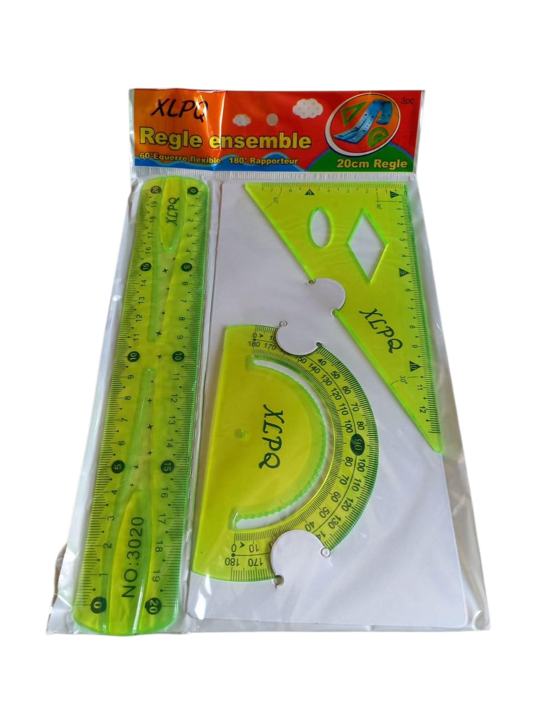 Набір гнучких лінійок косинець/транспортир/лінійка 20 см Жовтий (28926759) - фото 3