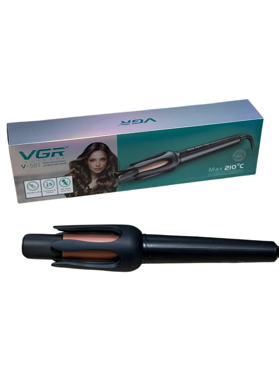 Плойка для завивки волос VGR с регулятором температуры Черный (V-581)