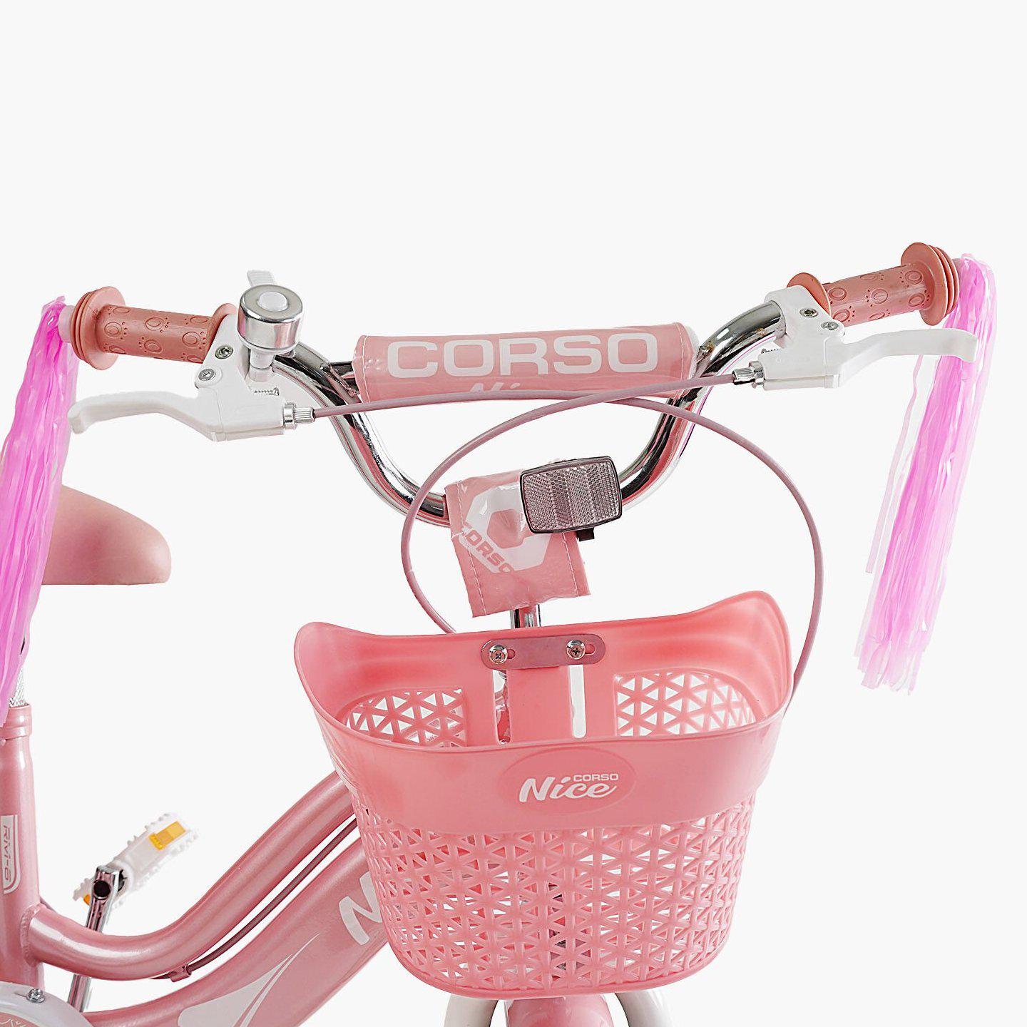 Велосипед двоколісний дитячий Corso 14" Nice з кошиком та багажником Рожевий - фото 4 Велосипед двоколісний дитячий Corso 14" Nice з кошиком та багажником Рожевий - фото 4