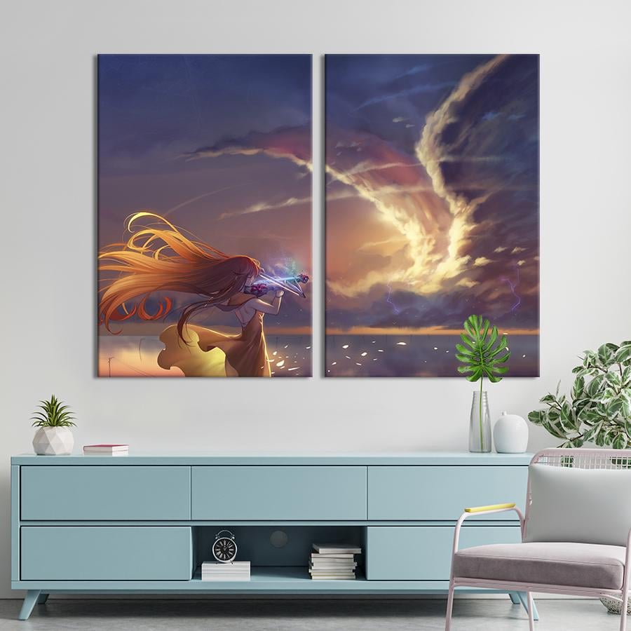 Картина на холсте Аниме-девушка и волшебная скрипка 111x81 см (1431-2)
