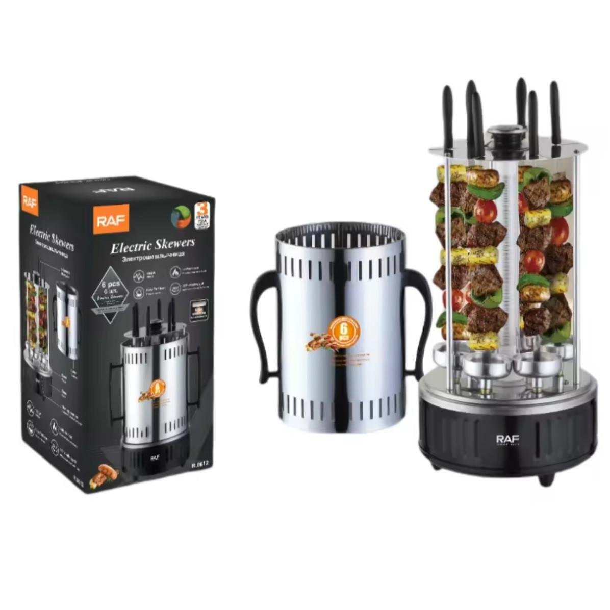 Електрошашличниця RAF R.8612 на 6 шампурів 1000 W (3_04563) - фото 6 Електрошашличниця RAF R.8612 на 6 шампурів 1000 W (3_04563) - фото 6