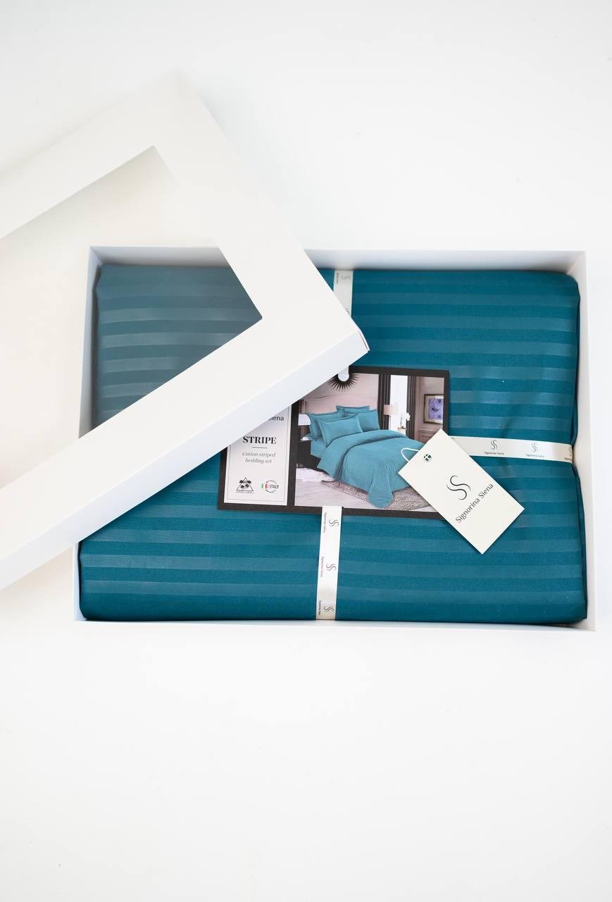 Комплект постільної білизни Signorina Siena зі страйп-сатину сімейний 50х70 см/70х70 см Смарагдовий (0012S) - фото 1 Комплект постільної білизни Signorina Siena зі страйп-сатину сімейний 50х70 см/70х70 см Смарагдовий (0012S) - фото 1