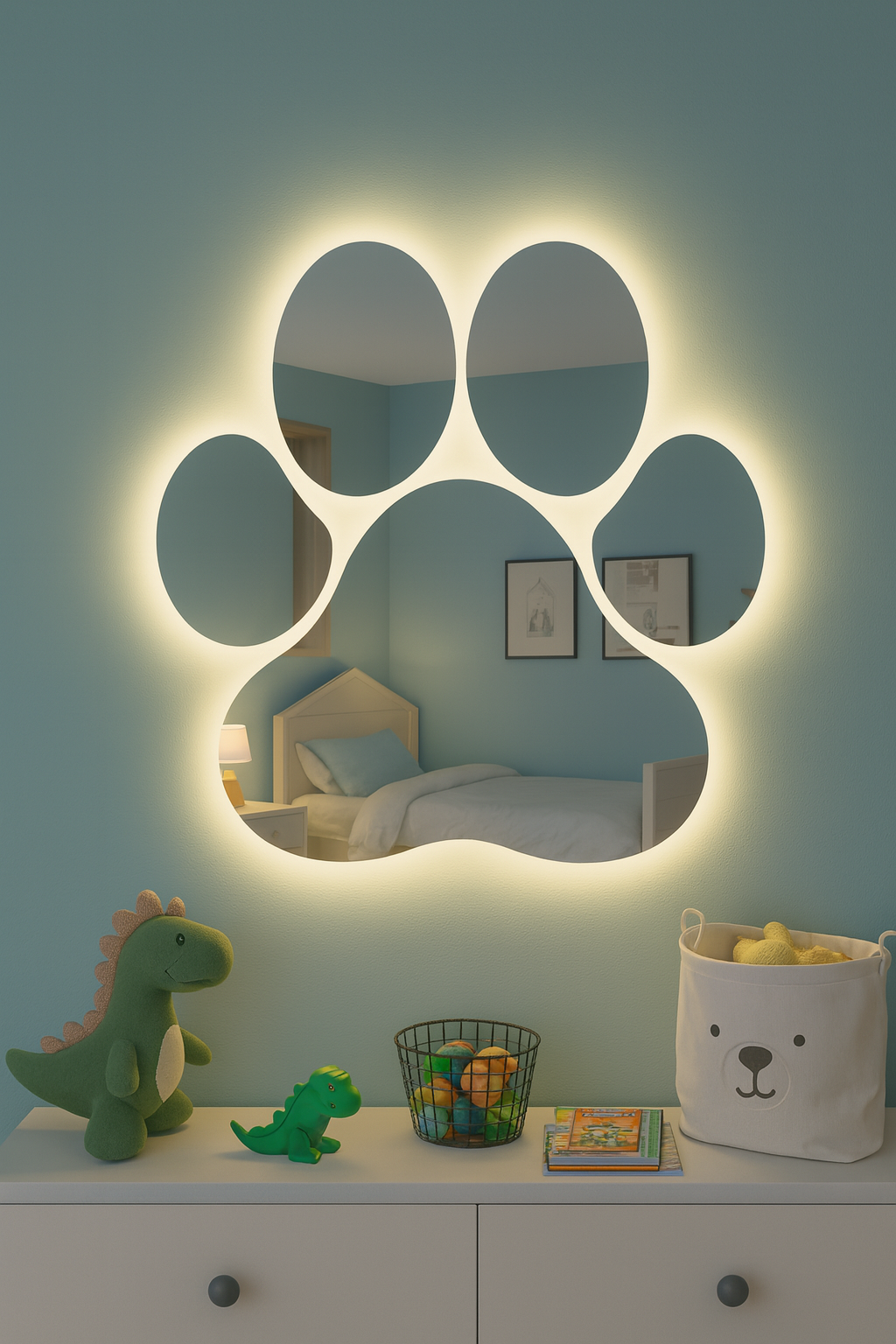 Дзеркало "Слід" 90х90 см з LED-підсвічуванням для дитячої кімнати