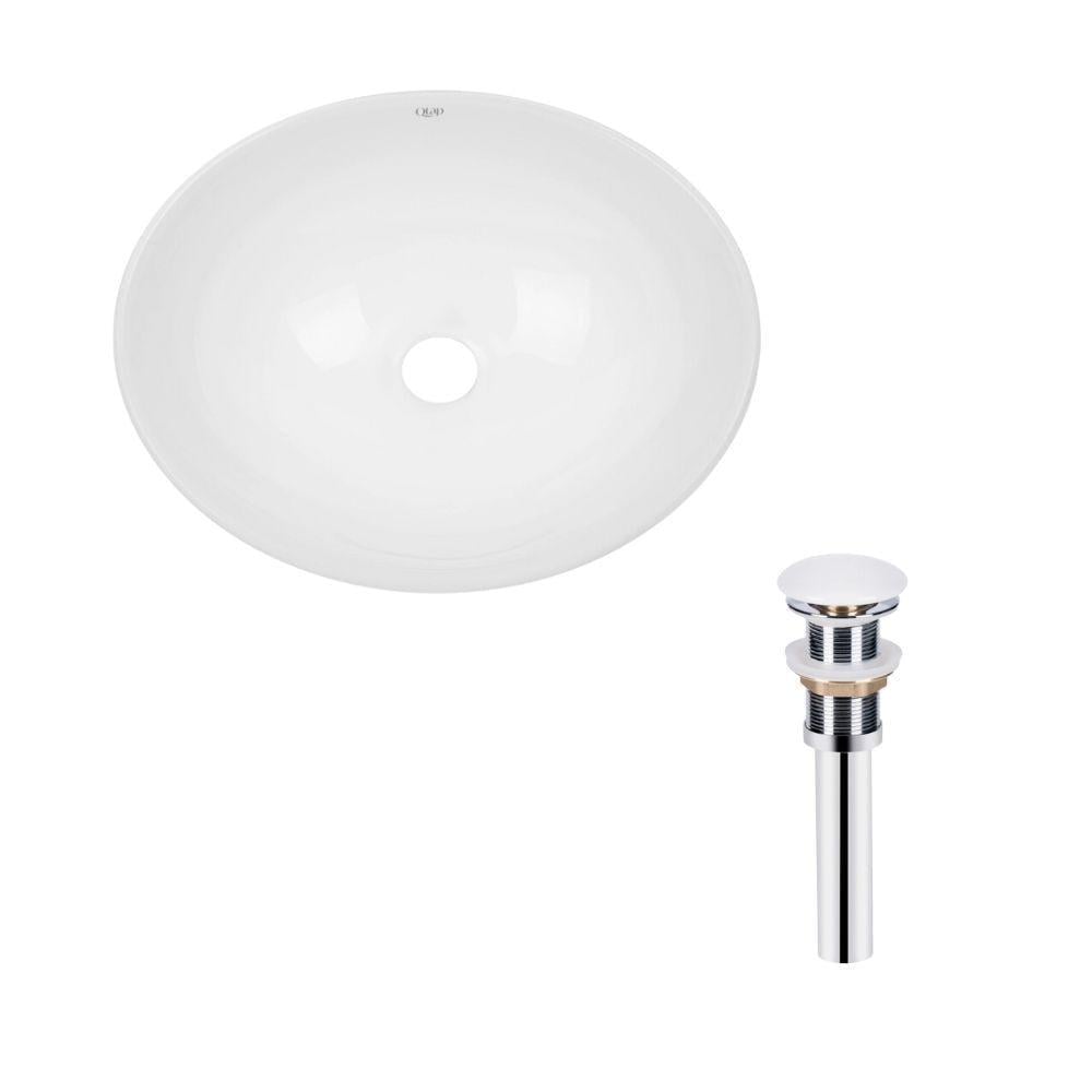 Комплект Qtap Dove Раковина накладная овальная 410x335x145 мм White/Донной клапан PU02 (SD00053432)