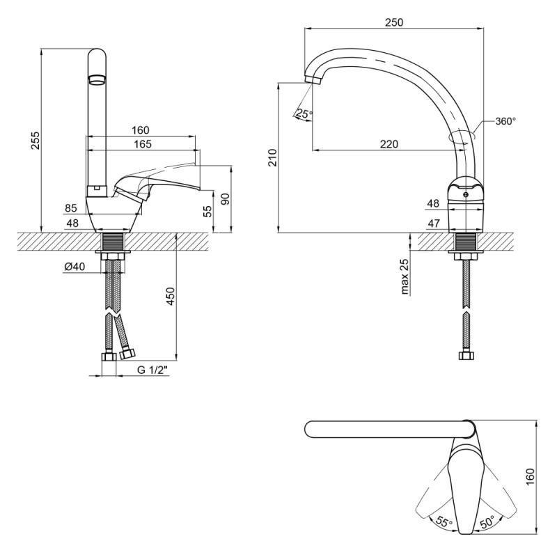 Змішувач Lidz Premiera CRM 84 008F-3 U k40 для кухні на гайці - фото 2 Змішувач Lidz Premiera CRM 84 008F-3 U k40 для кухні на гайці - фото 2