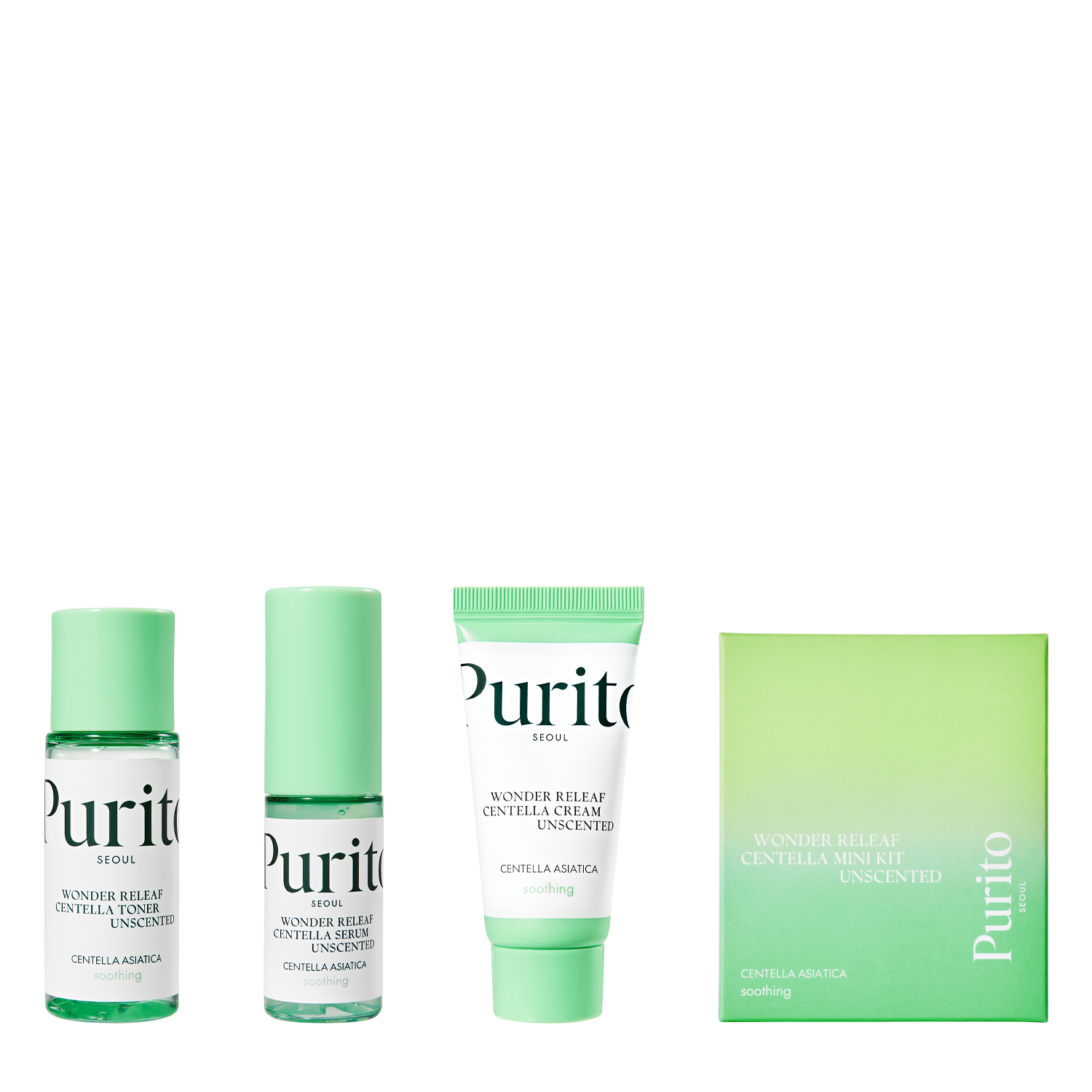 Набір мініатюр для обличчя PURITO Seoul Wonder Releaf Centella Mini Kit Unscented із центеллою азіатською (Т000226)