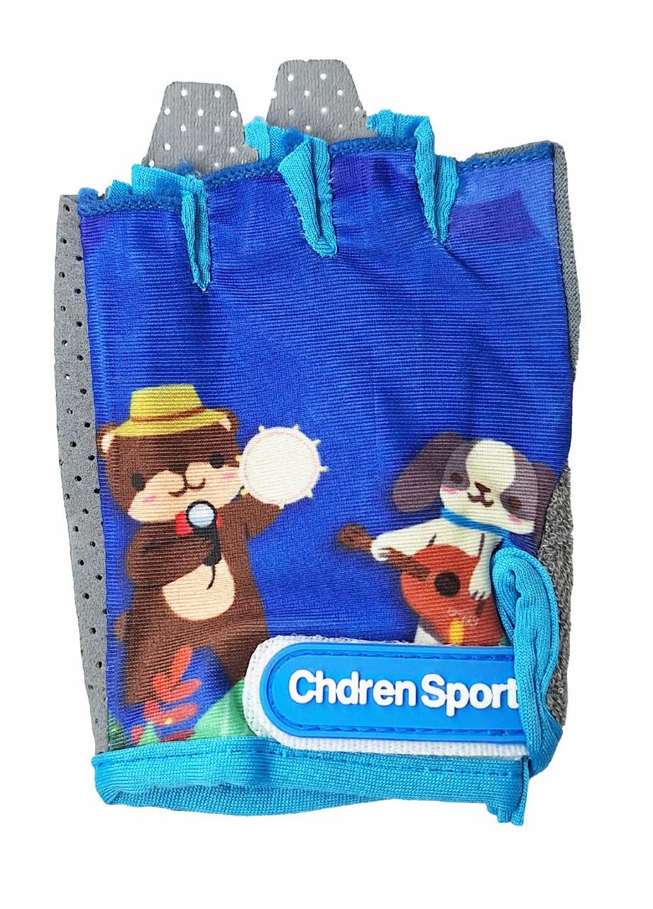 Велоперчатки детские Chdren Sport с короткими пальцами L Сине-серый (G0001595)