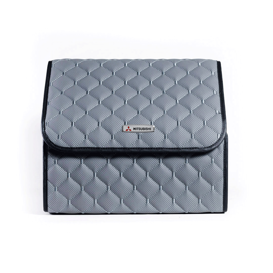 Сумка-органайзер с лого Mitsubishi в багажник CarsBAG Экокожа 30x35x30 см Серый (acb-1036-4-30х35х30-028)