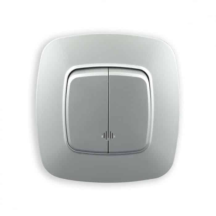 Выключатель встроенный двухклавишный HOROZ ELECTRIC ELA с подсветкой 10А 250V Серебряный (112-007-0004-020)