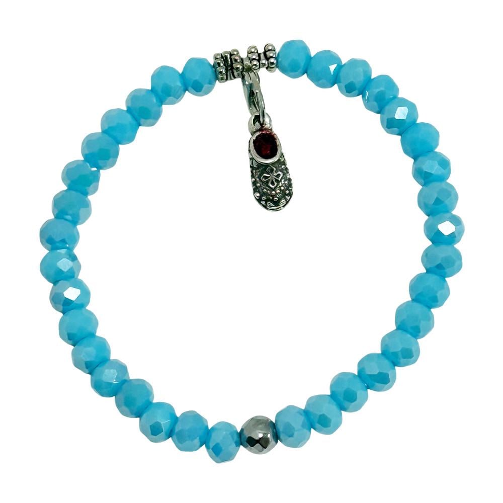 Браслет чеське скло з черевичком Спиридона Блакитний (30823303)