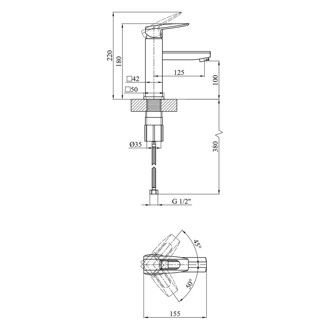 Смеситель для раковины Kroner KRM Kante C010 Хром (CV023579) - фото 3 Смеситель для раковины Kroner KRM Kante C010 Хром (CV023579) - фото 3