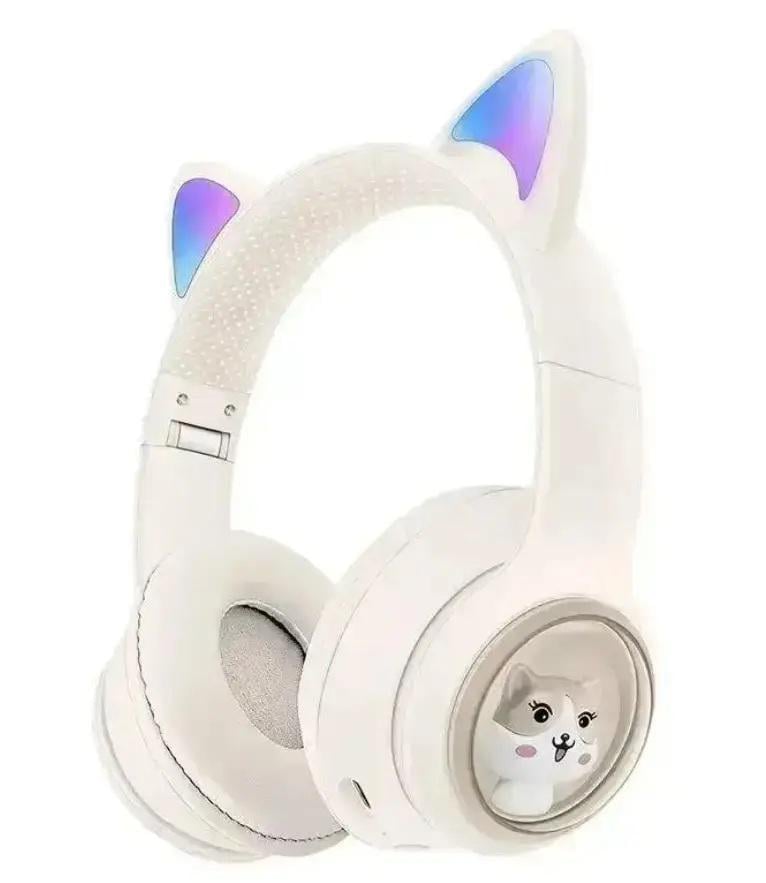 Наушники MDR CAT ear VZV-23M 9537 Bluetooth с подсветкой Бежевый (23523636)