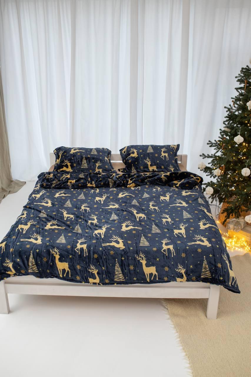 Постельное белье евро 200х220 см наволочки 50х70 см 2 шт. Черный (Д-al-plush3-bavovna-002-03)