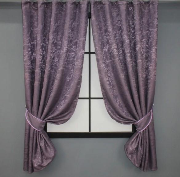 Комплект штор Pavliani лен мрамор 1,3х1,7 м 2 шт. Фиолетовый (1171ш)
