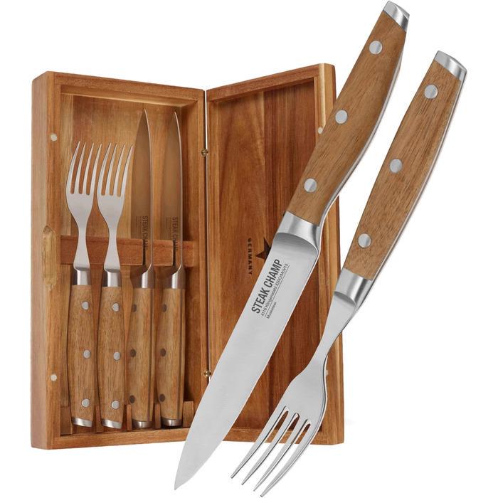 Набор вилок иНожей Steak Champ для стейка 4 пр. в деревянной коробке