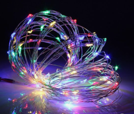 Гирлянда Роса проволока 100 led на батарейках 10 м Разноцветный