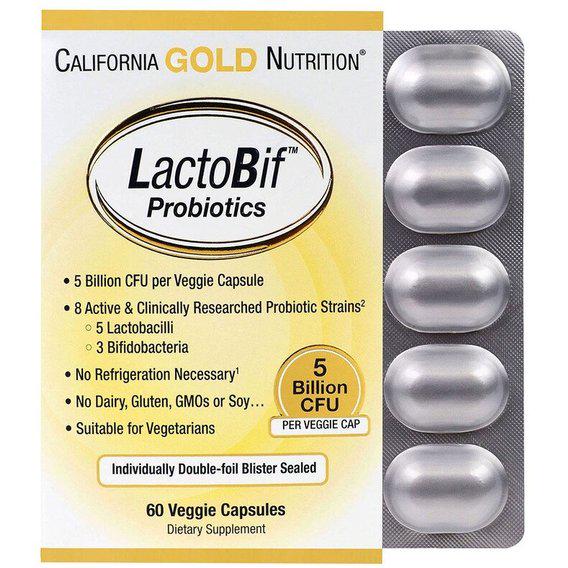 Пробіотик California Gold Nutrition LactoBif Probiotics 5 Billion CFU 60 Veg Caps (CGN00963) - фото 1