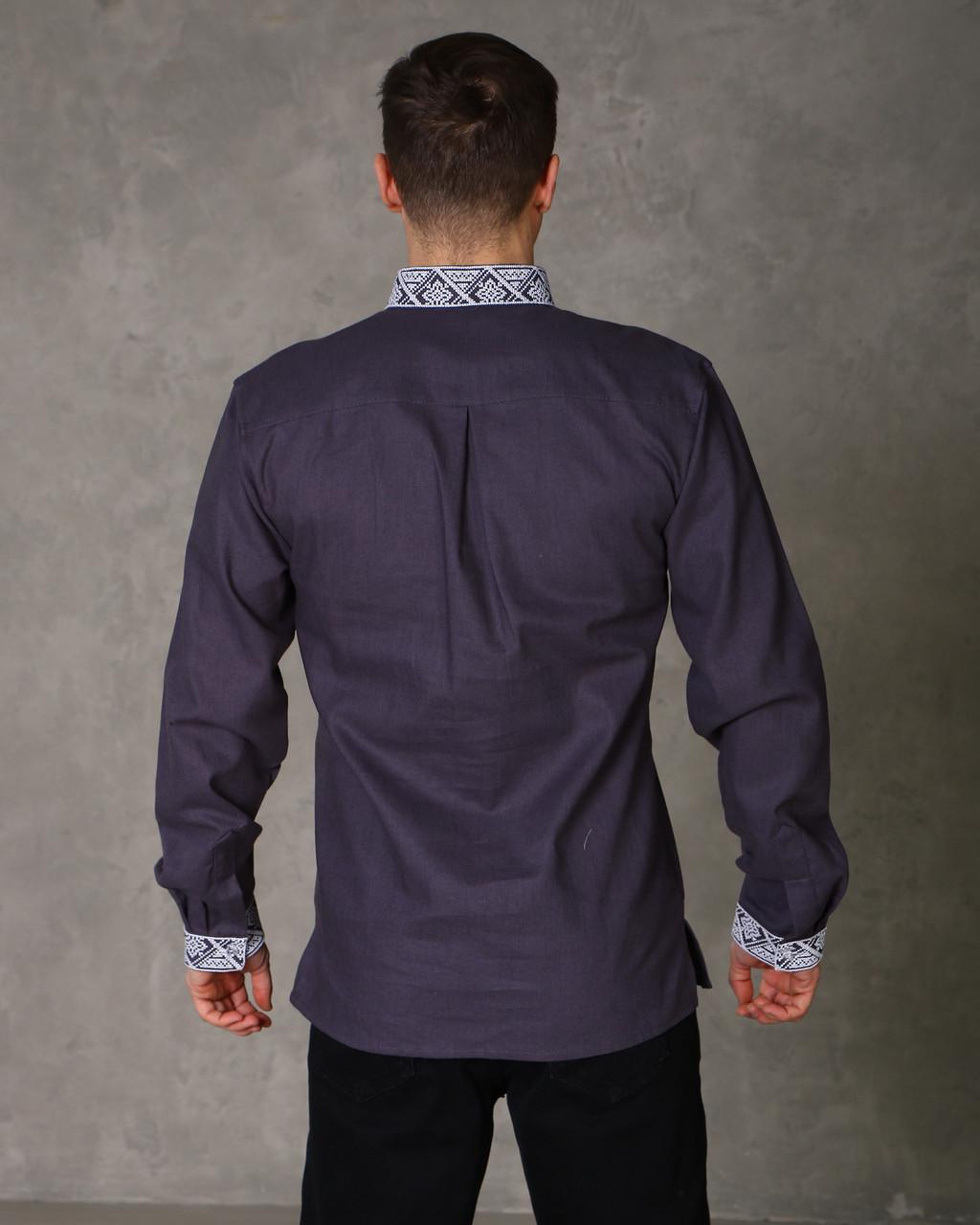 Вышиванка мужская Михаил с белой вишивкой р. 39 (KK-0822/39) - фото 4 Вышиванка мужская Михаил с белой вишивкой р. 39 (KK-0822/39) - фото 4