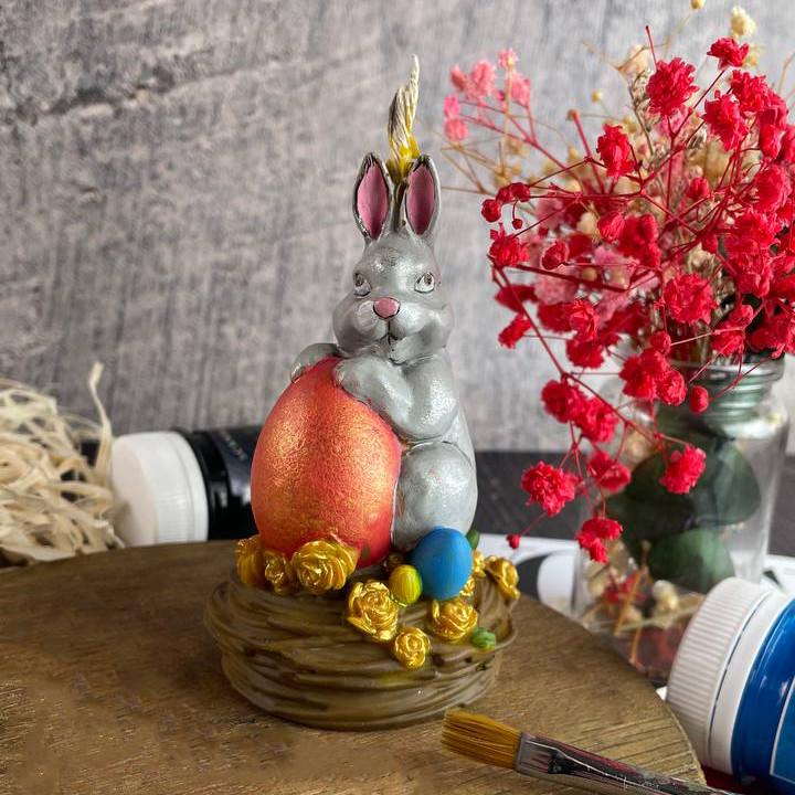 Свеча восковая пасхальная Пасхальный зайчик с яйцом (1420)