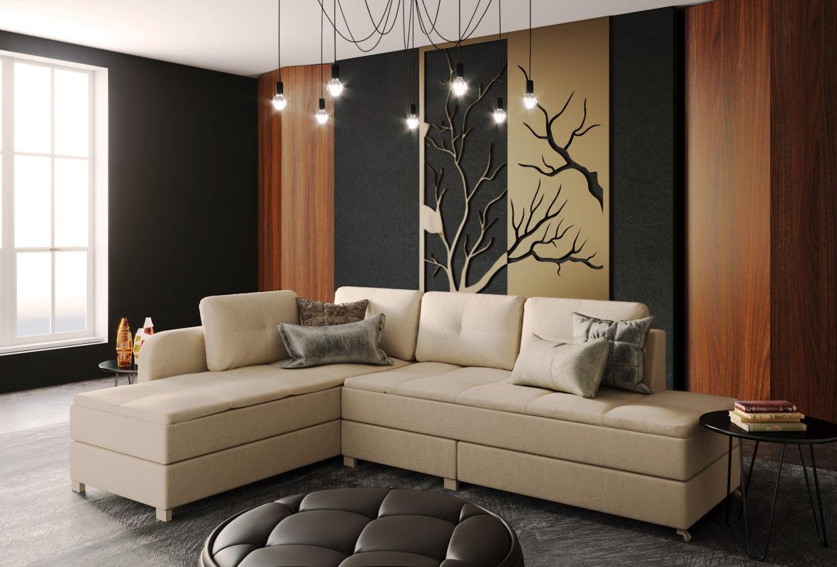 Диван ортопедический Шик Галичина Дэн с полочками угловой раскладной дерево/текстиль Молочный - фото 2 Диван ортопедический Шик Галичина Дэн с полочками угловой раскладной дерево/текстиль Молочный - фото 2