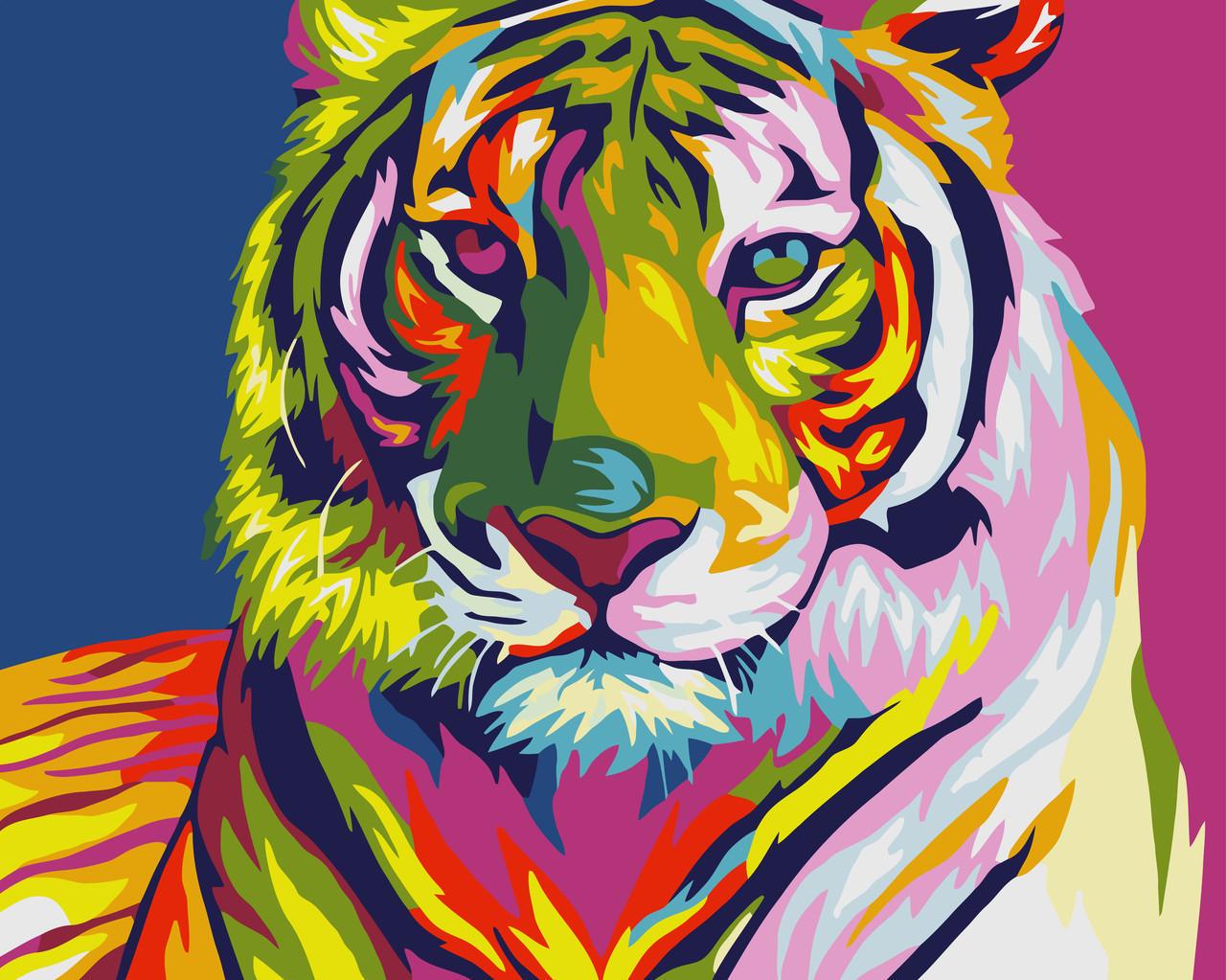 Картина за номерами Ідейка Тигр поп-арт 40x50 см (skl-КНО2436)