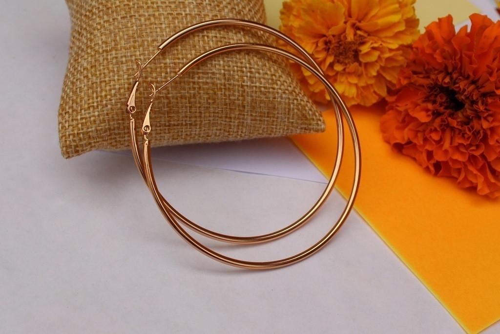 Серьги кольца Xuping Jewelry 6 см гладкие Золотистый