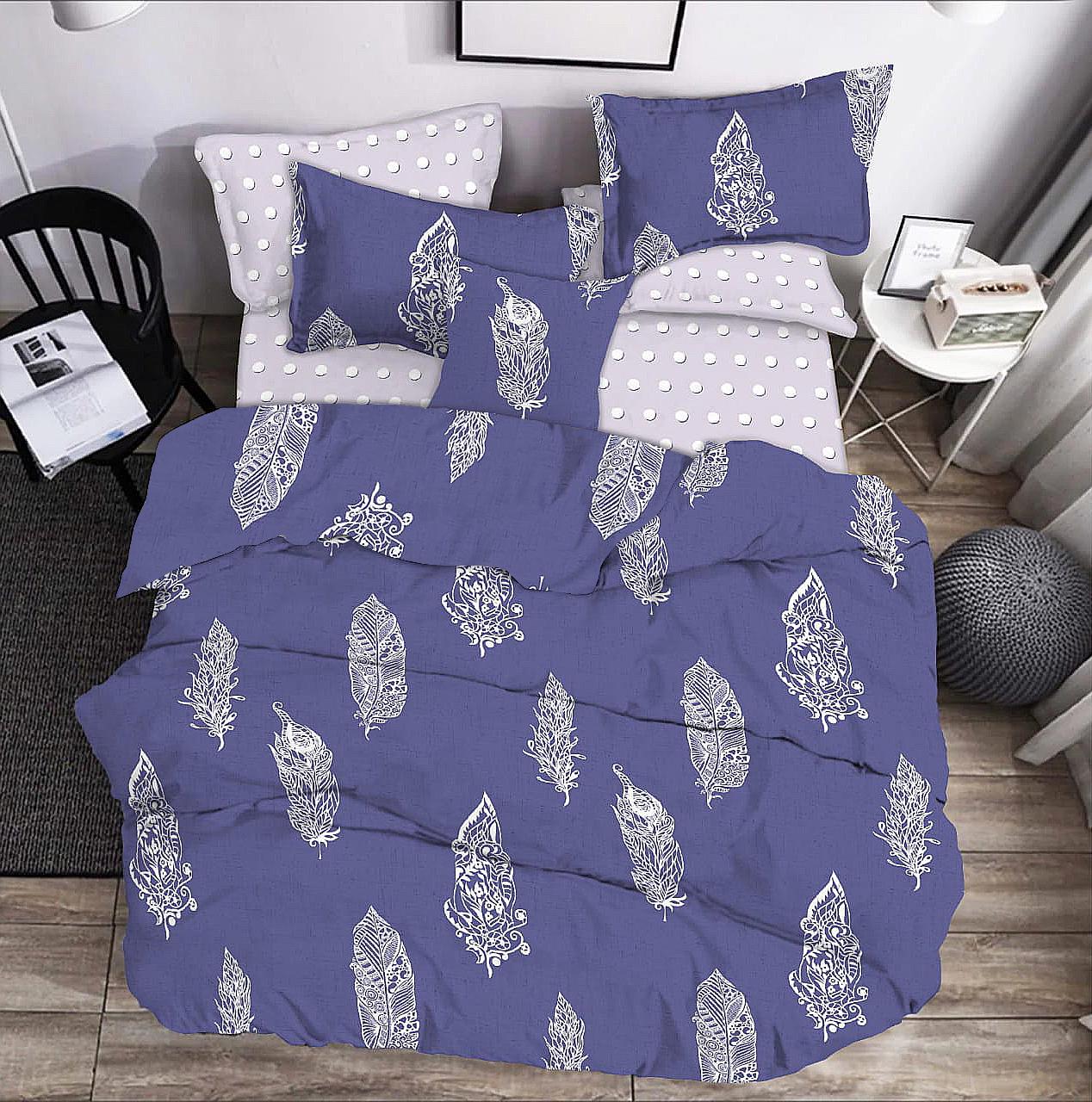 Комплект постельного белья Zastelli Feather бязь евро 200x220 Синий