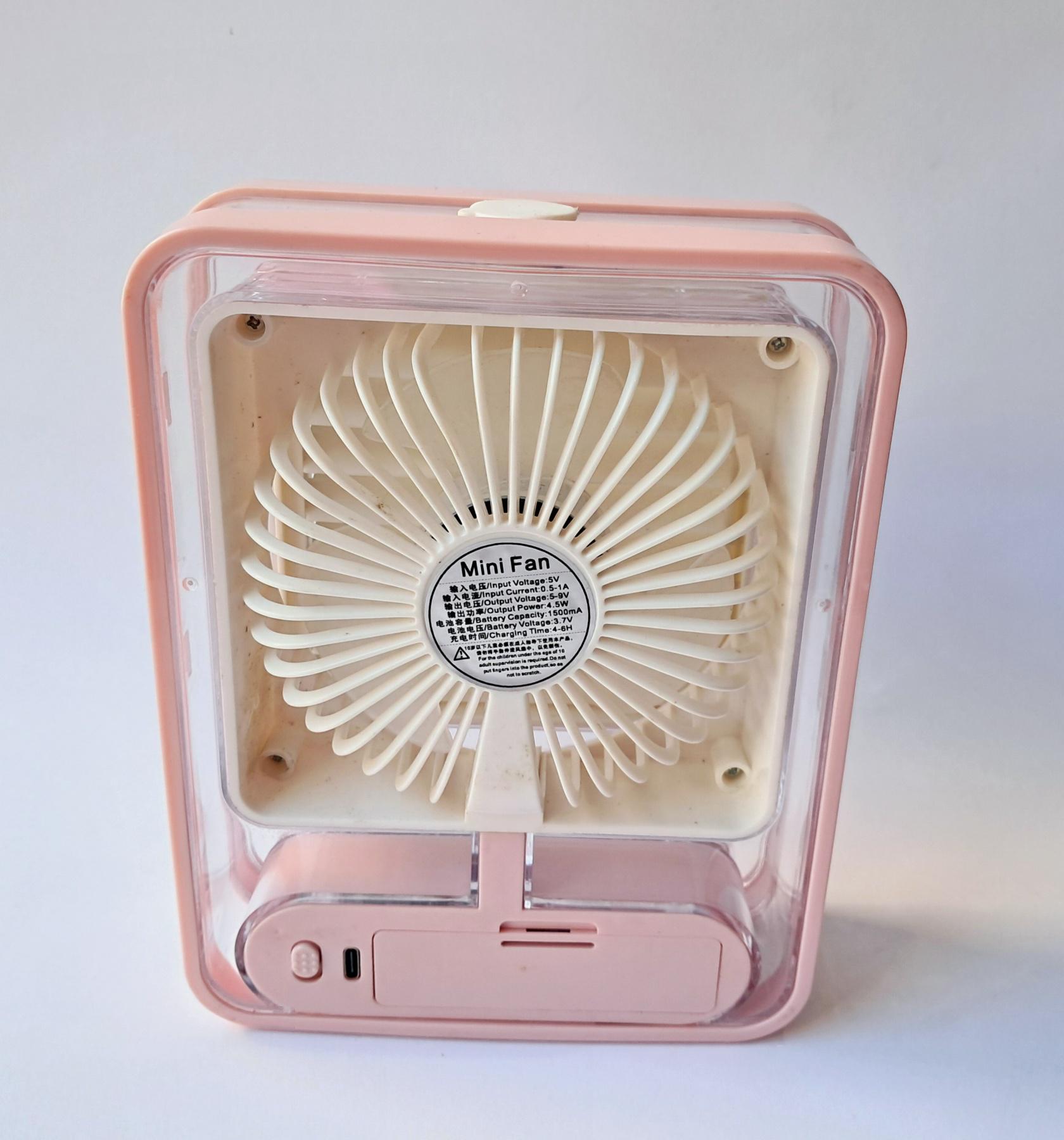 Вентилятор аккумуляторный с водой и подсветкой Розовый (SQV-8887) - фото 6
